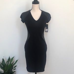 NWT Mossimo Black Dress with Faux Leather Detail